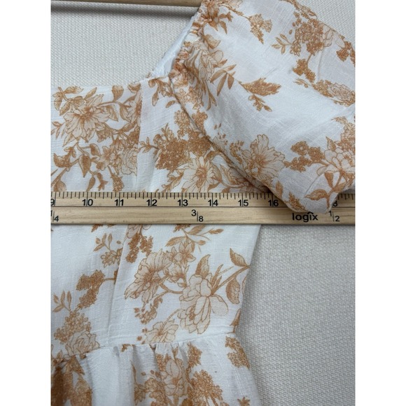 Blu Pepper Floral Mini Dress Small Cottagecore Boho Puff Sleeve Smocked Waist - Picture 7 of 15